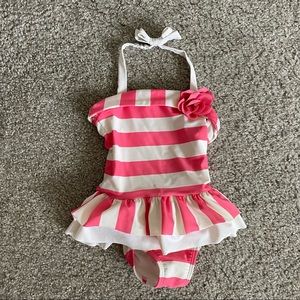 Janie And Jack 2T Pink And White Bathing Suit